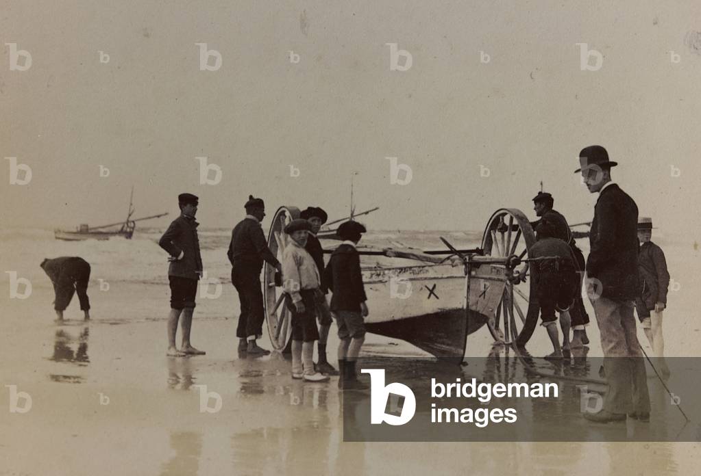 Group of people on the beach of Berck near Calais