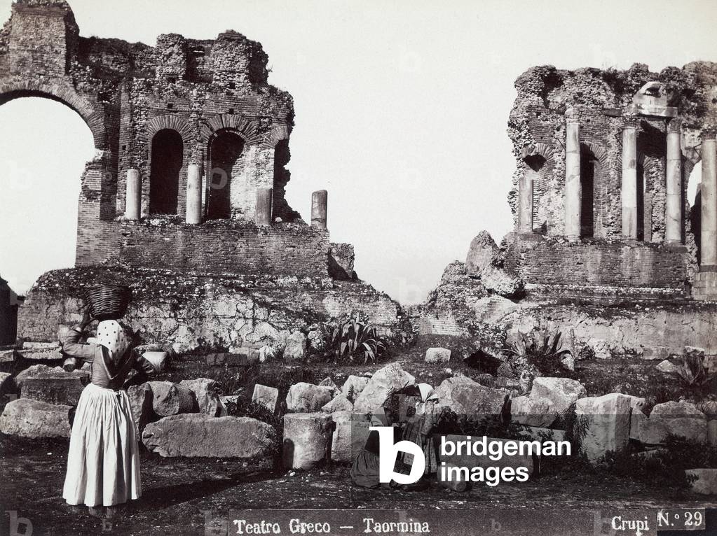 Women in front of the Greek Theater of Taormina