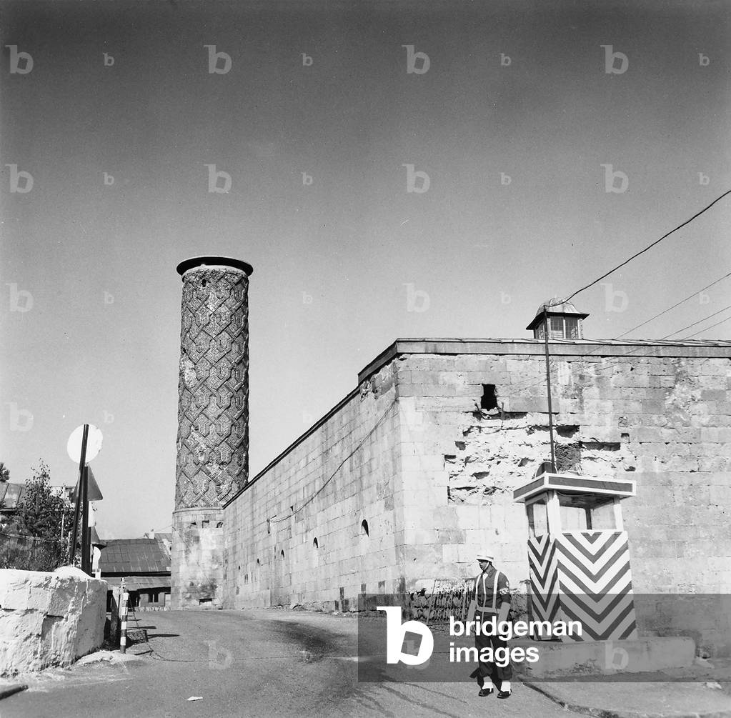 Minaret of the Cifte Minare Medresesi in Erzurum, Turkey