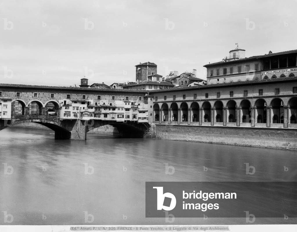 View of the Ponte Vecchio and the Lungarno Archibusieri in Florence