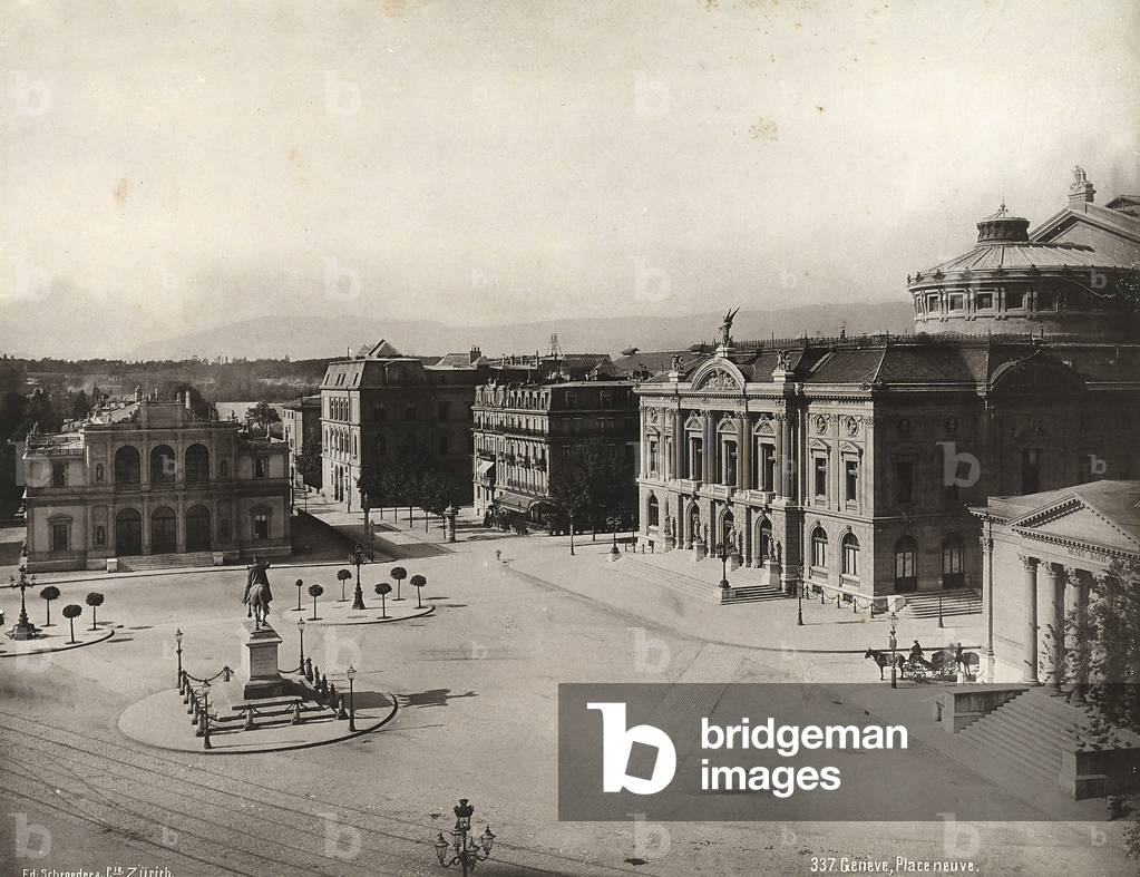 Aerial view of Place Nueve in Geneva