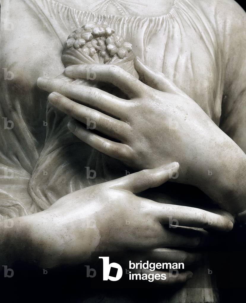 Lady with a bouquet, detail,