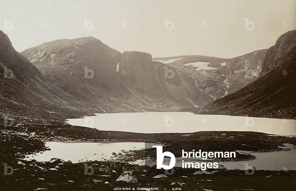 Loch Morlich and Mount Cairngorm in the Glen MOre Forest National Park, Scotland