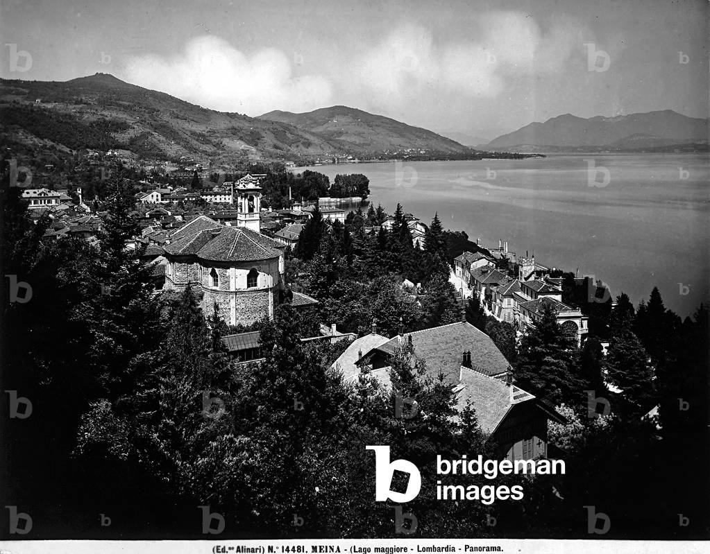 Panoramic view of the turistic location Meina on Lake Maggiore