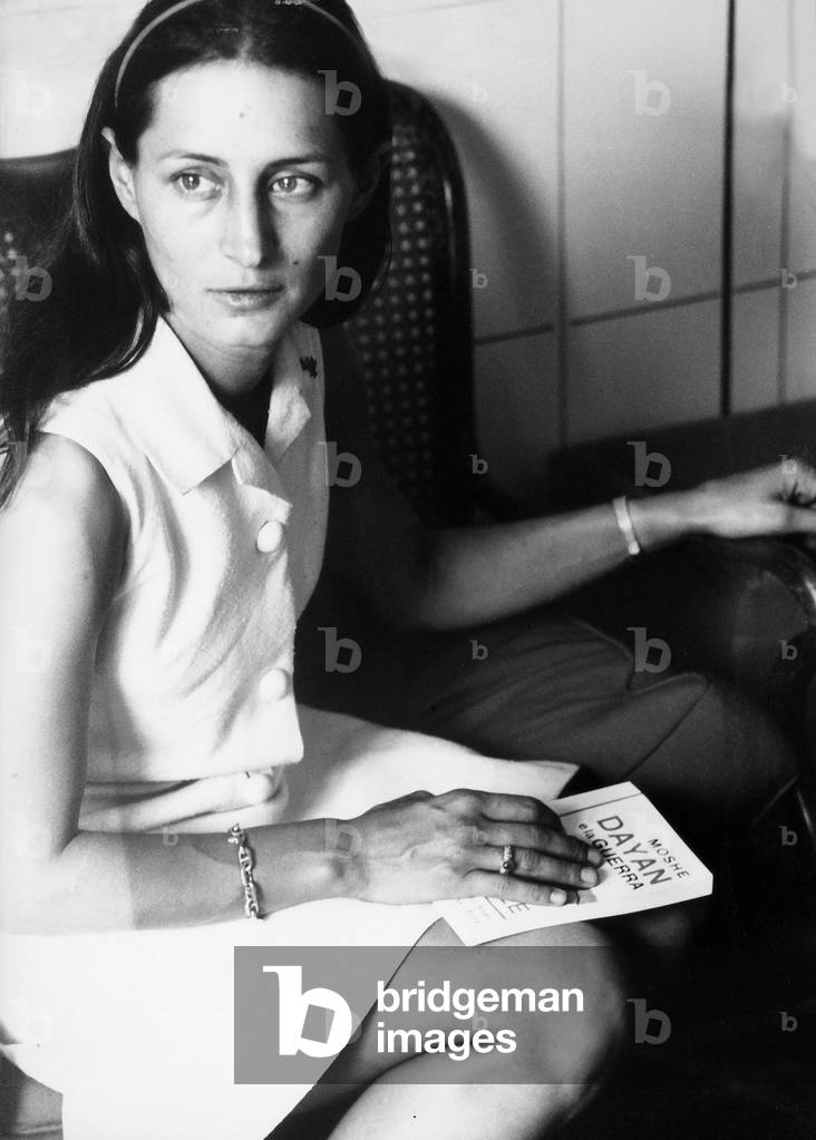Portrait of the daughter of Moshe Dayan. Her hand is resting on an historical essay published in Italy that was dedicated to her father.