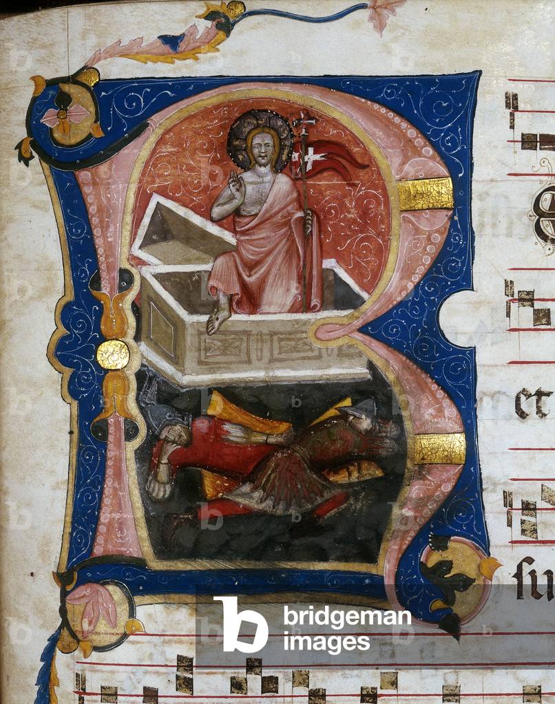 The resurection of Christ, miniature from a choral parchment