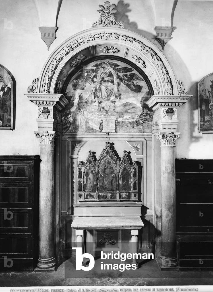 Chapel with Madonna of the Girdle, fresco, Piero Benci known as del Pollaiolo (ca. 1441-ca. 1496), Sacristy, Church of St. Niccolò Oltrarno, Florence