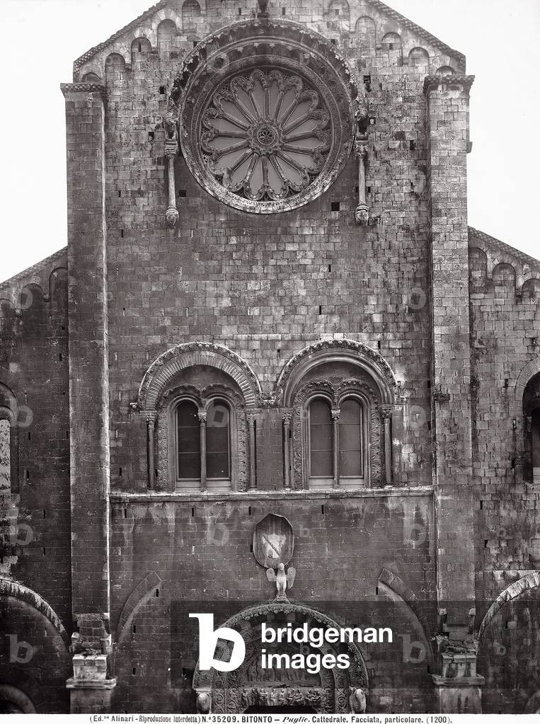 Detail of the façade of the Cathedral of San Valentino, in Bitonto, Apulia