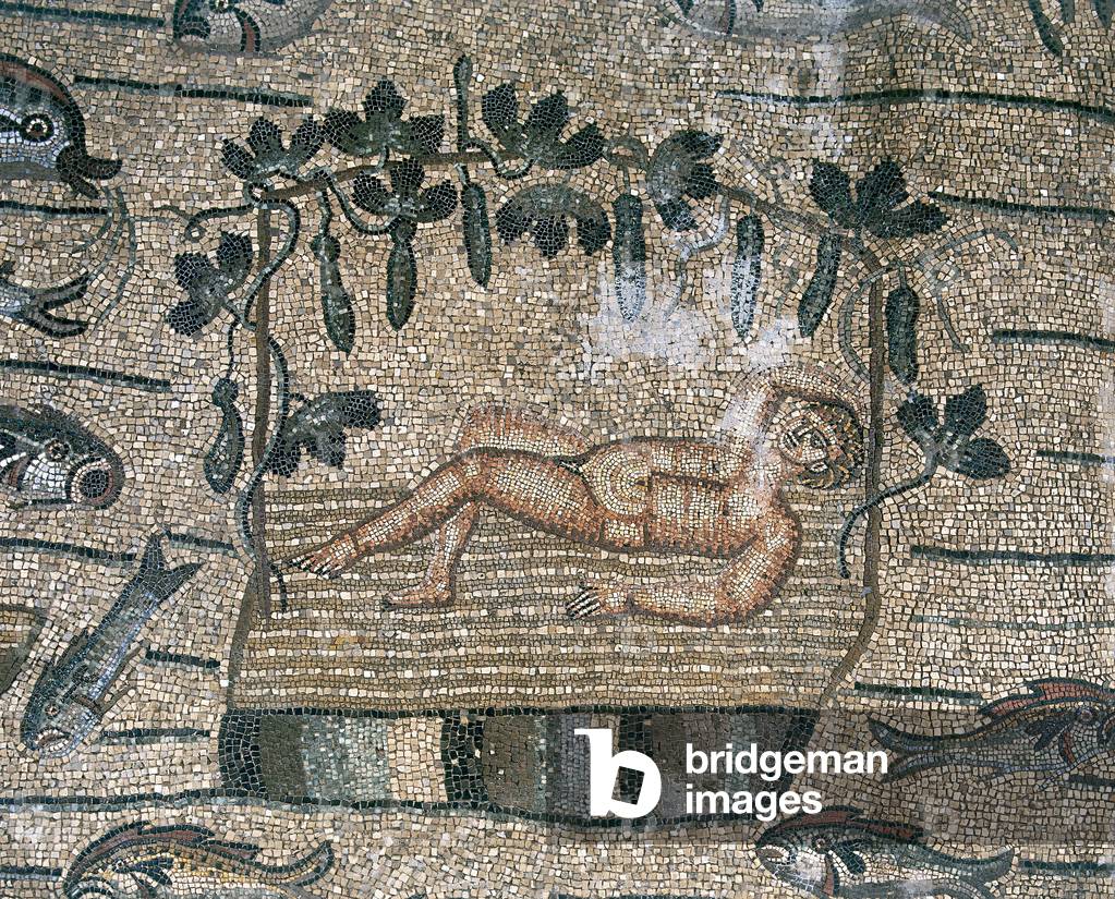 Prophet Jonah at rest, particularly the floor of the Paleo-Christian Basilica of Aquileia, Udine
