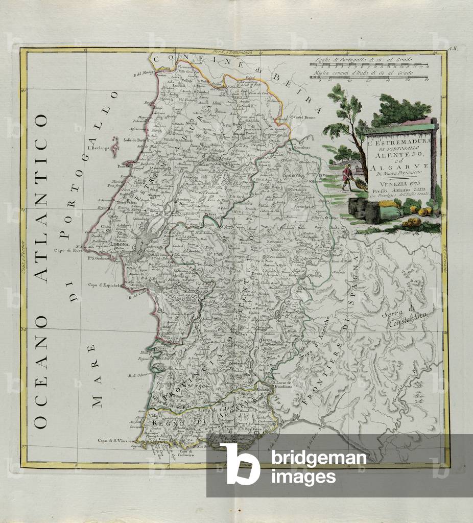 Extremadura of Portugal Alentejo or Algarve, engraving by G. Zuliani taken from Tome I of the 