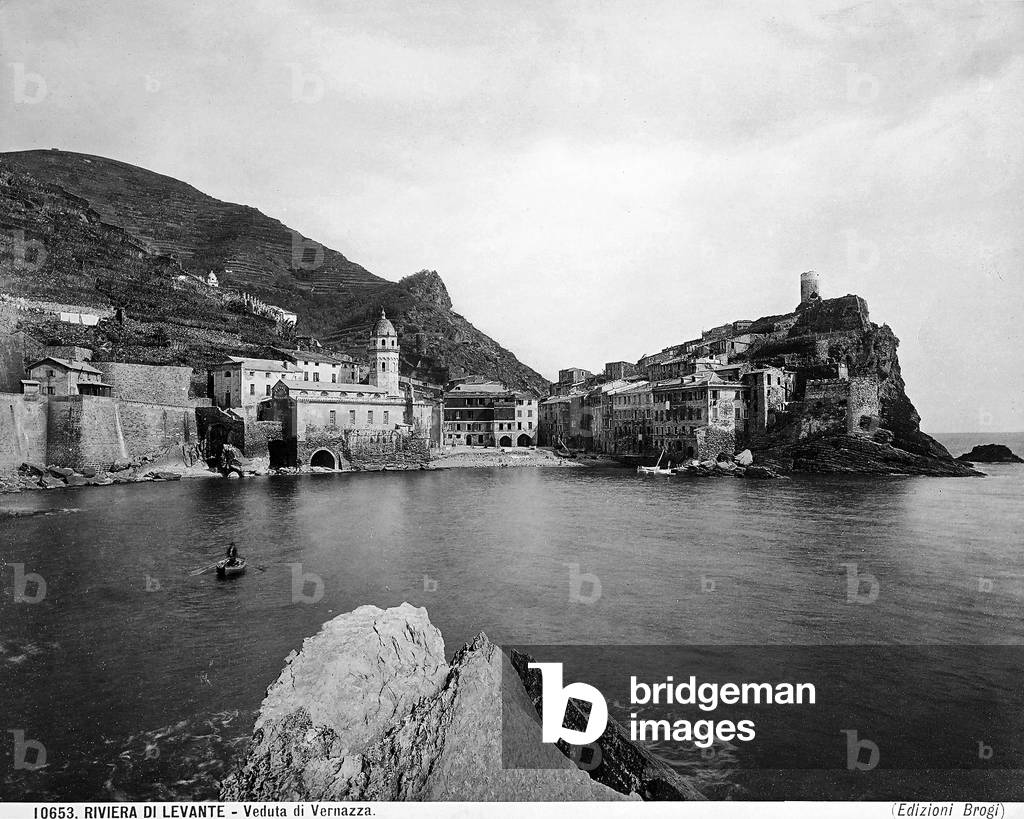 An inlet and some homes in the town of Vernazza.