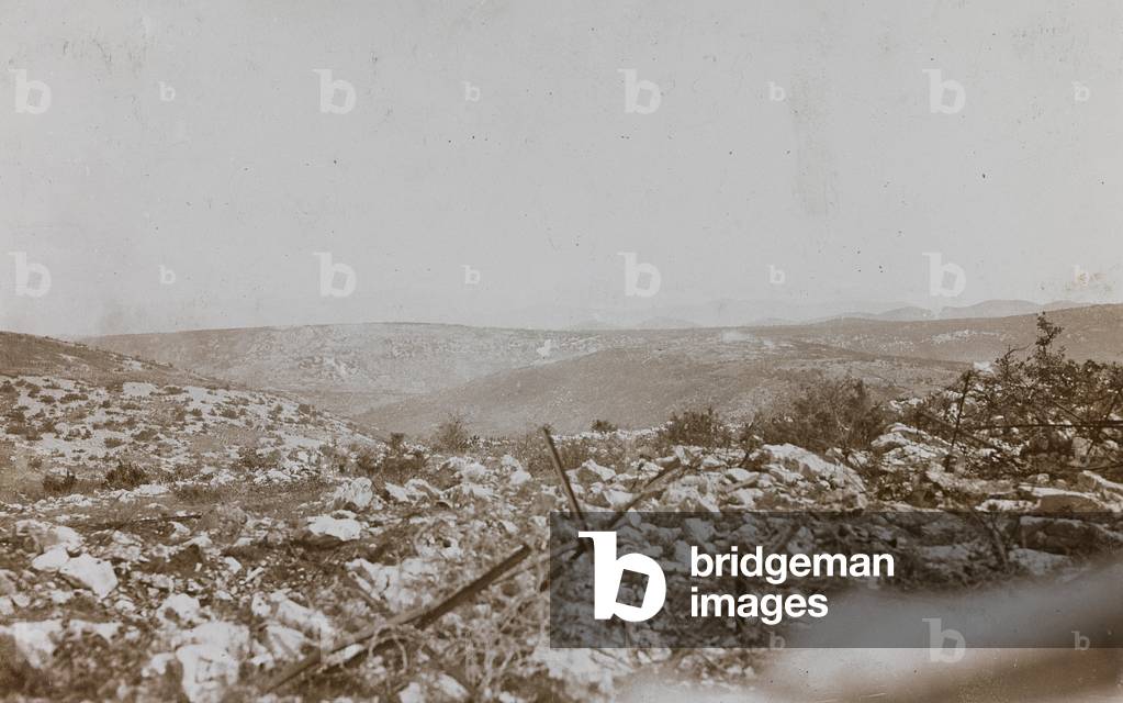 First World War: war zone bombed June 15, 1916 (b/w photo)