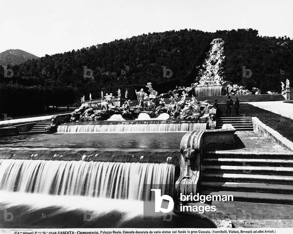 View of the Great Fall in the park of the Royal Palace of Caserta.