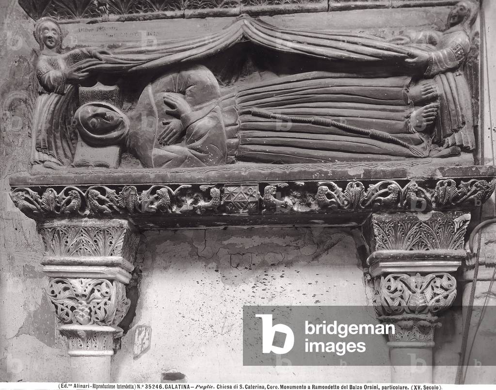 Sculptural monument to Raimondo Orsini, in the presbytery of the church of Santa Caterina d'Alessandria, in Galatina, Apulia