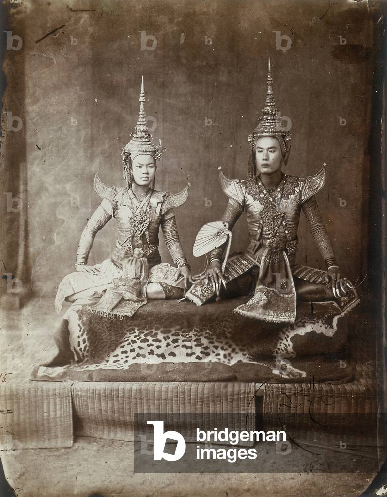 A souvenir of Odoardo Beccari's journeys: a couple of Thai dancers, 1875 (print on double-weight paper)