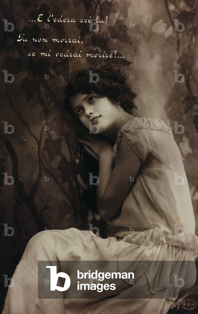 Portrait of a young woman, postcard