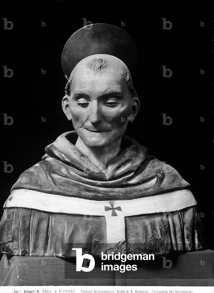 Terracotta bust of St. Anthony, work attributed to Andrea Verricchio, located in the Palazzo Archivescovile, Florence