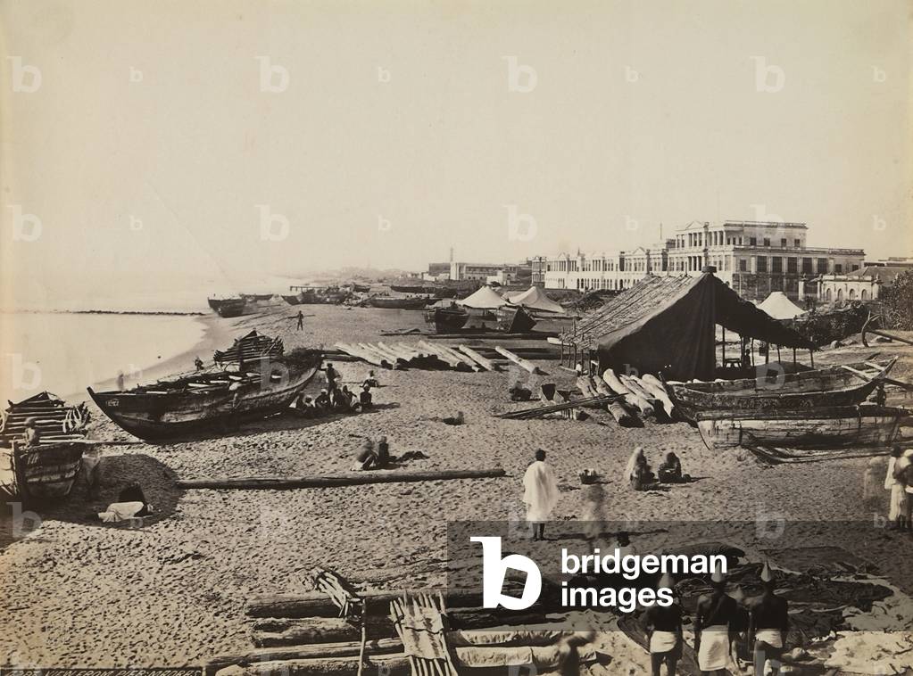 View of a large beach in Madras, India, 1880 (print on double-weight paper)