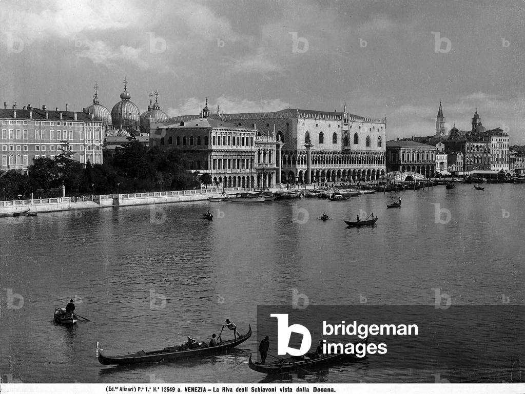 Panoramic view of the Riva degli Schiavoni in Venice, from the Dogana, or Customs House