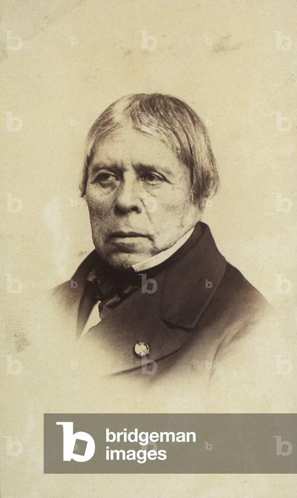 Portrait of the French painter Jean-Auguste-Dominique Ingres (b/w photo)