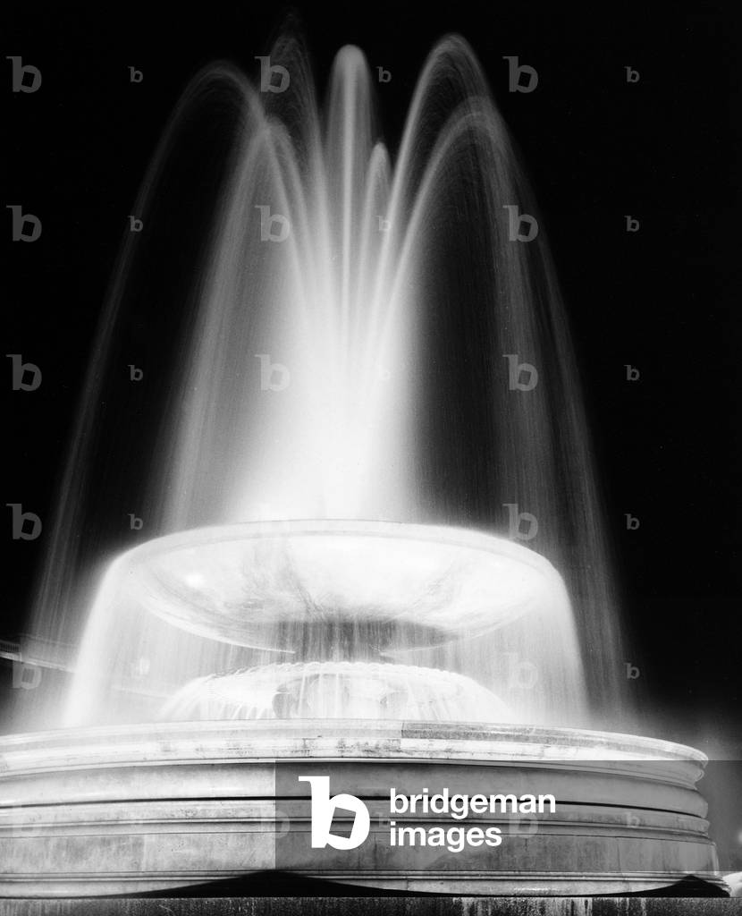 A Fountain in Trafalgar Square, London (b/w photo)