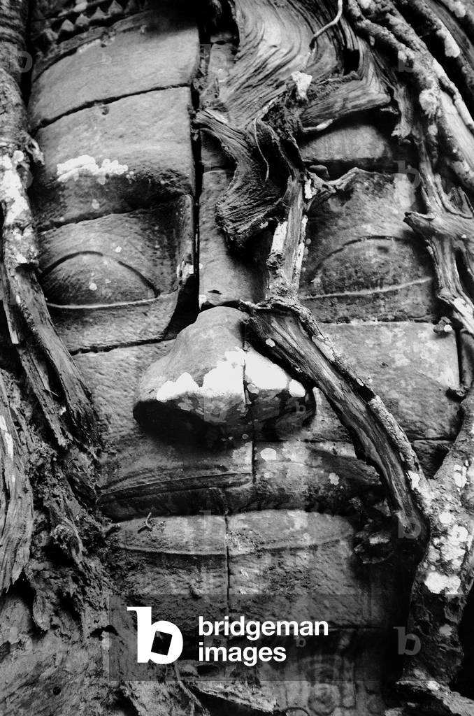 Stone face of the Ta Som temple in Angkor in Cambodia