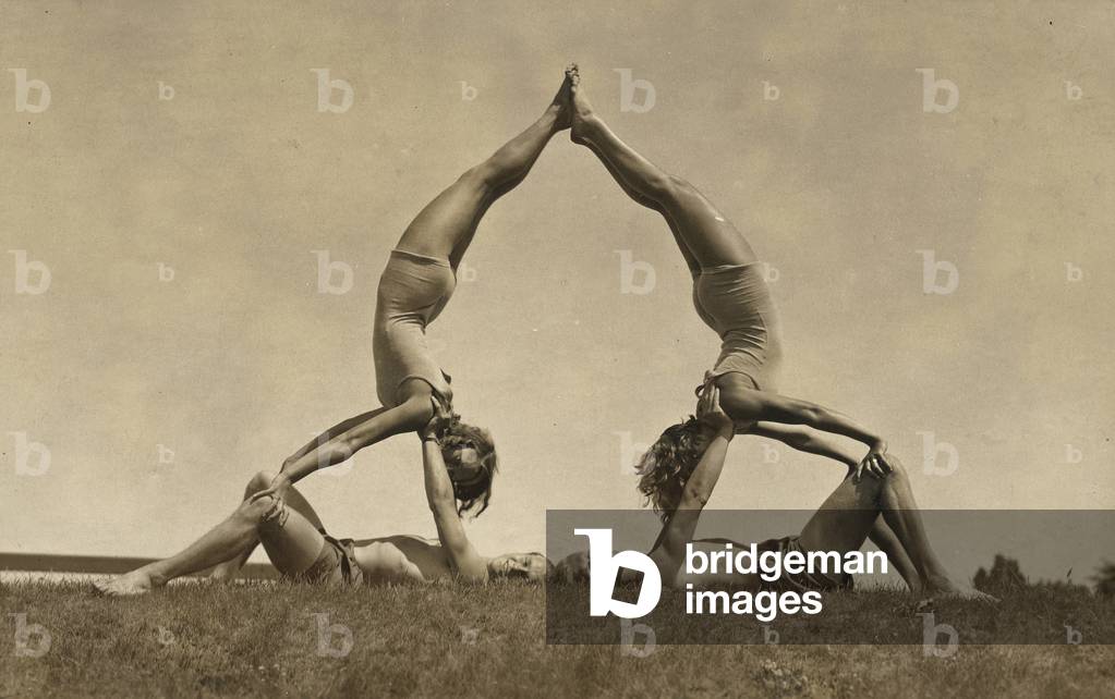 Some athletes while performing a choreography during outdoor training