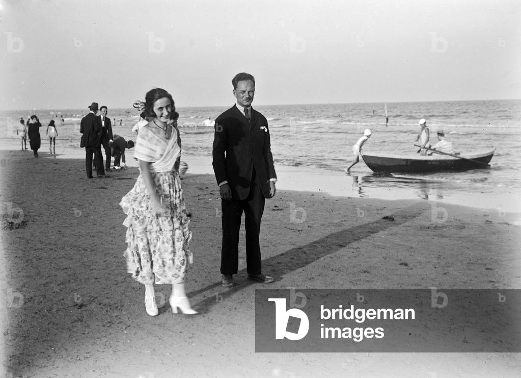 Couple on the beach of the Lido of Venice
