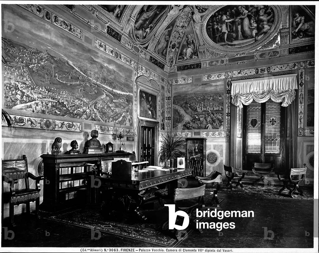 Hall of Clemente VII, Palazzo Vecchio. The walls and the ceiling were frescoed by Vasari.