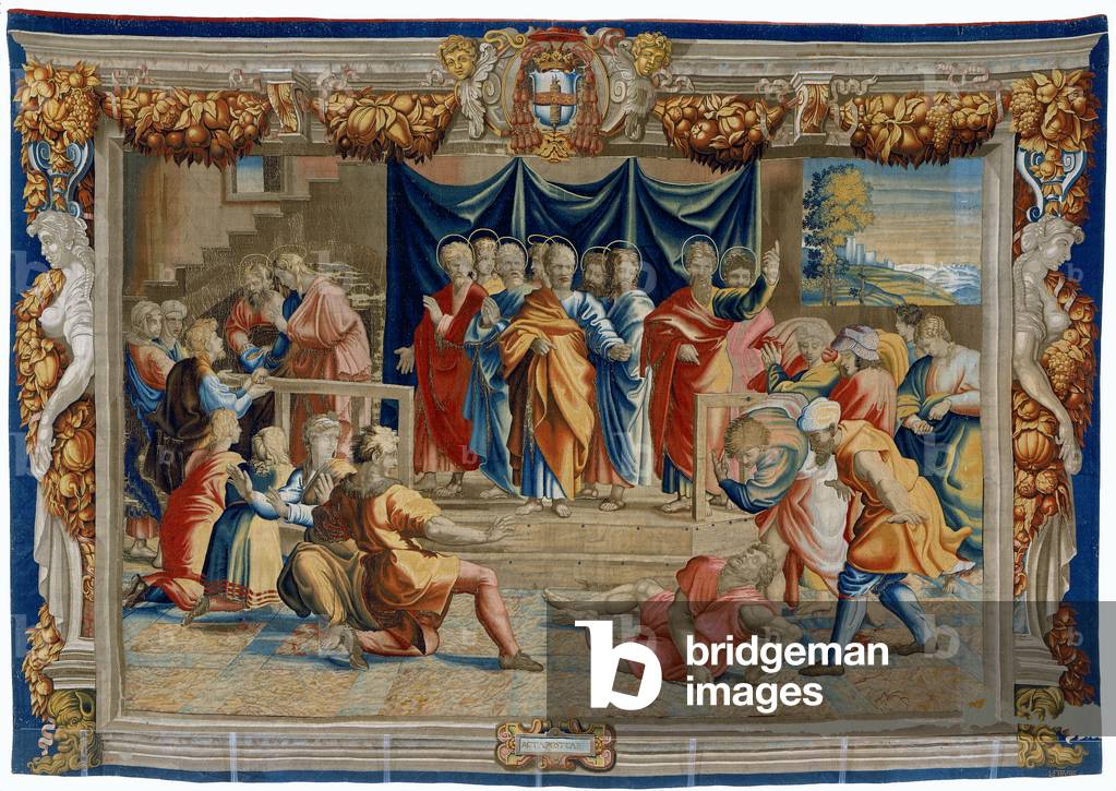 Seventeenth century tapestry depicting the Death of Anania