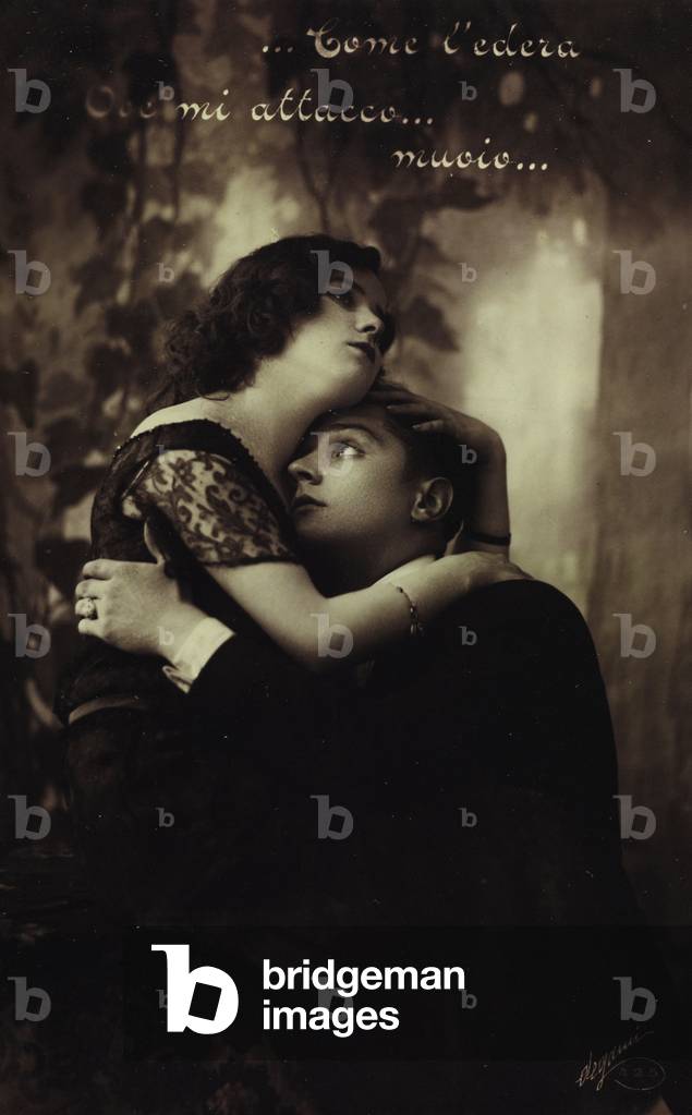 Portrait of a young couple, postcard