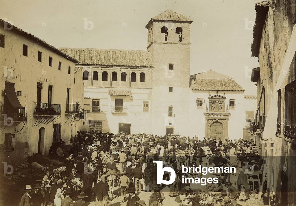 The small square in Bara with market, Andaluçia, Spain. 