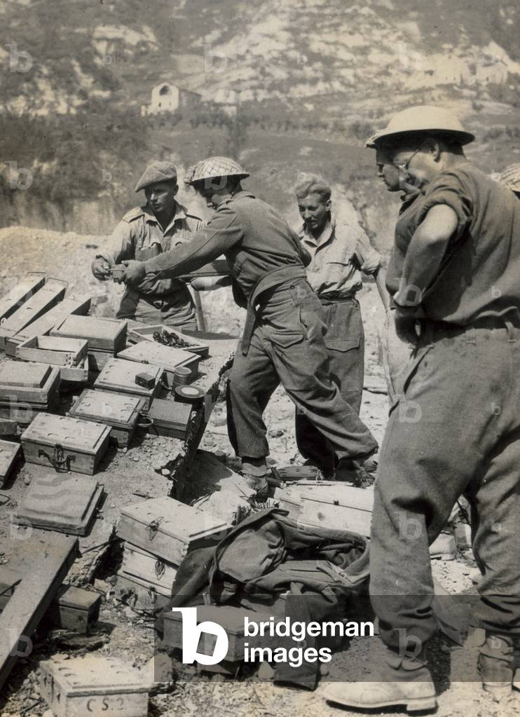 German mines lifted by sappers of the sixth South African armored division while clearing the highway and surrounding area in Vado during the new allied advance