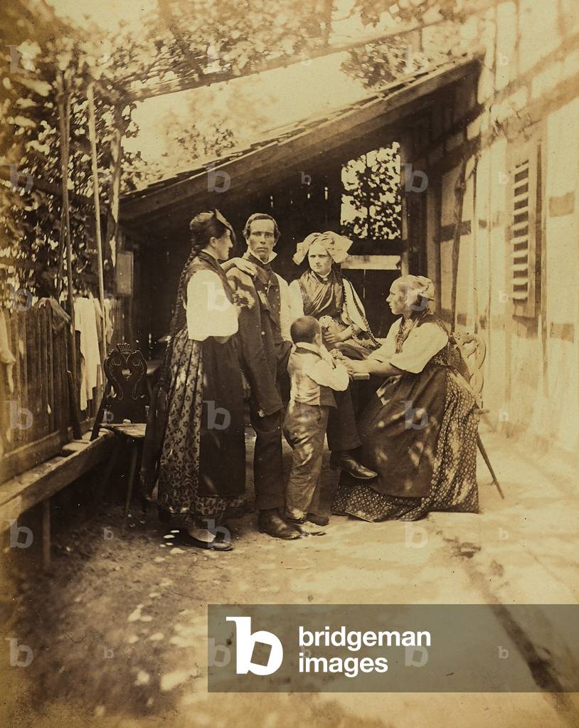 Portrait of a family in the Village of Altenheim in Germany, 1880 (print on double-weight paper)