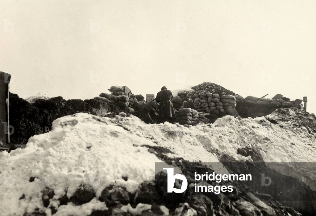 Trenches on Pal Grande during World War I (b/w photo)
