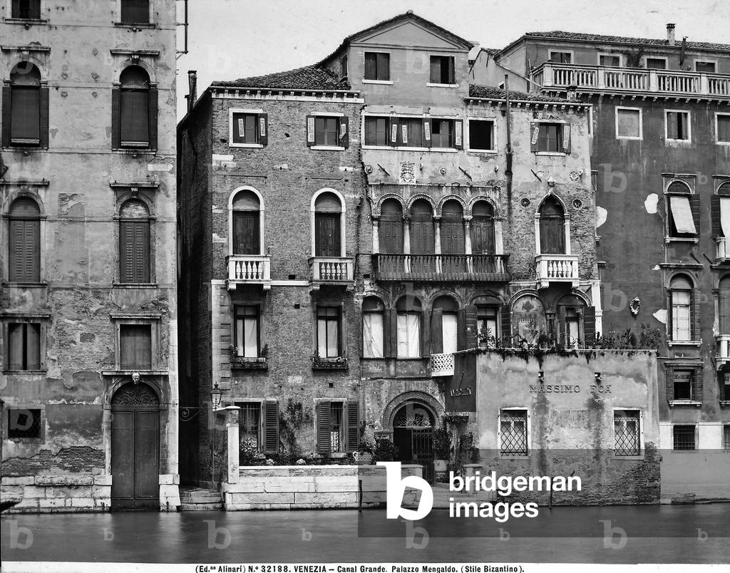 Façade of Palazzo Mengaldo a Venetian building in the Byzantine style.