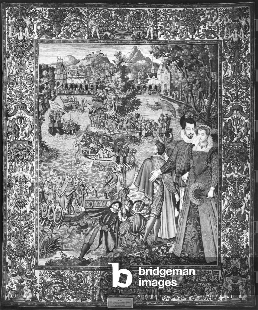 Water festival of Henri III (1551-89) and Louise de Lorraine (1553-1601) Brussels Workshop, c.1580 (tapestry) (b/w photo)