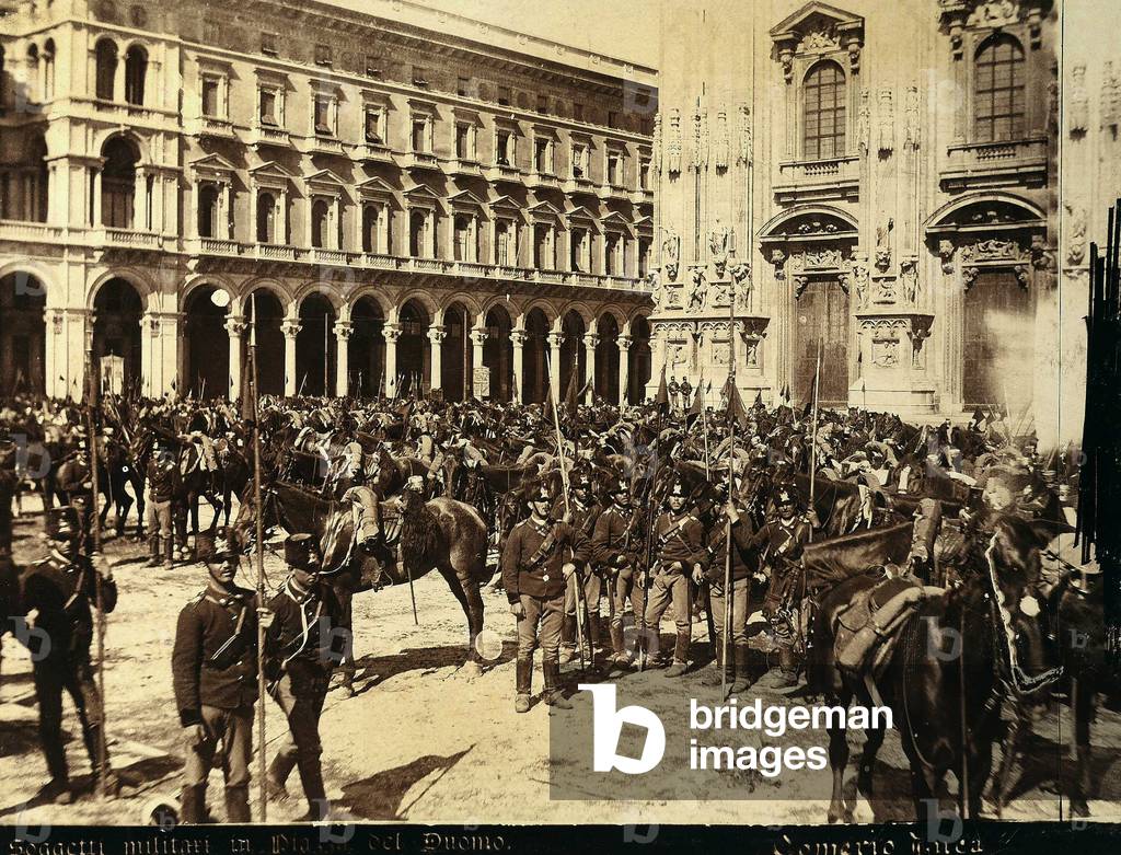 The Milan Riots of 6-9 May 1898: military of General Bava Beccaris' army in front of the Duomo