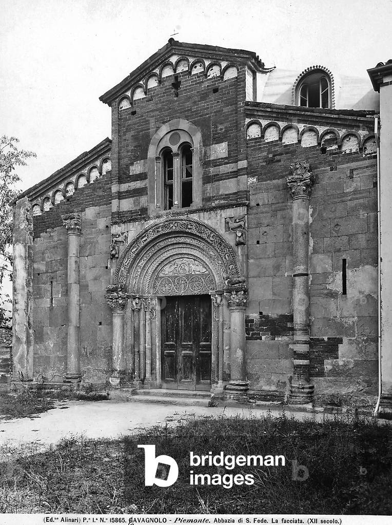 View of the façade of the Abbey of S. Fede, Cavagnolo, in the environs of Turin, Piemonte.