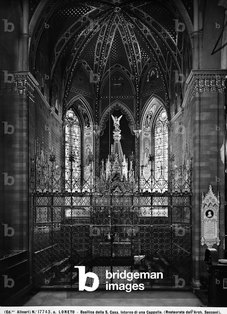 Interior of a chapel of the Basilica of Santa Casa di Loreto, restored by the architect Sacconi.