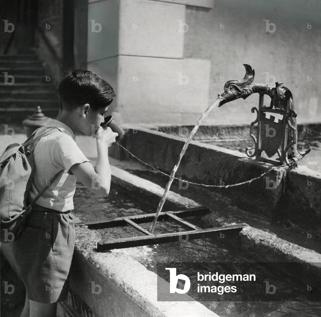 Drinking from a fountain