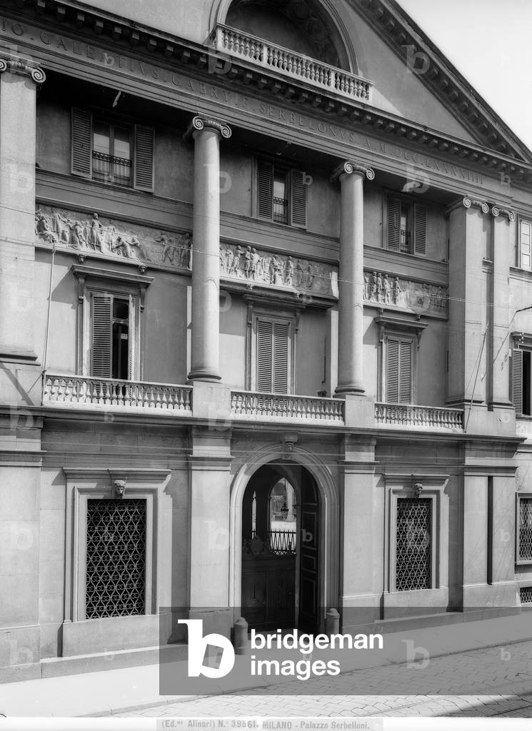 Façade of Palazzo Serbelloni, one of the most important and famous of Milan neoclassicism.
