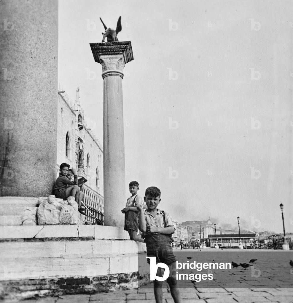 Group of children posing in Piazzetta San Marco, Venice
