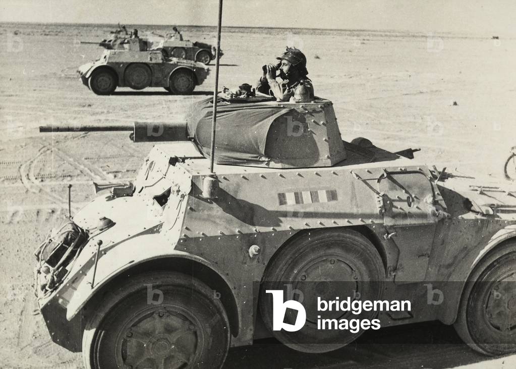 Soldiers on the tanks during World War II. (b/w photo)