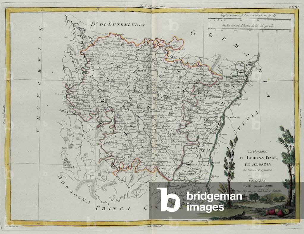 Governances of Lorraine, Barr and Alsace, engraving by G. Zuliani taken from Tome I of the 