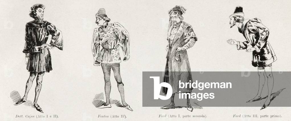 Costumes from the opera 'Falstaff' by Verdi, from 