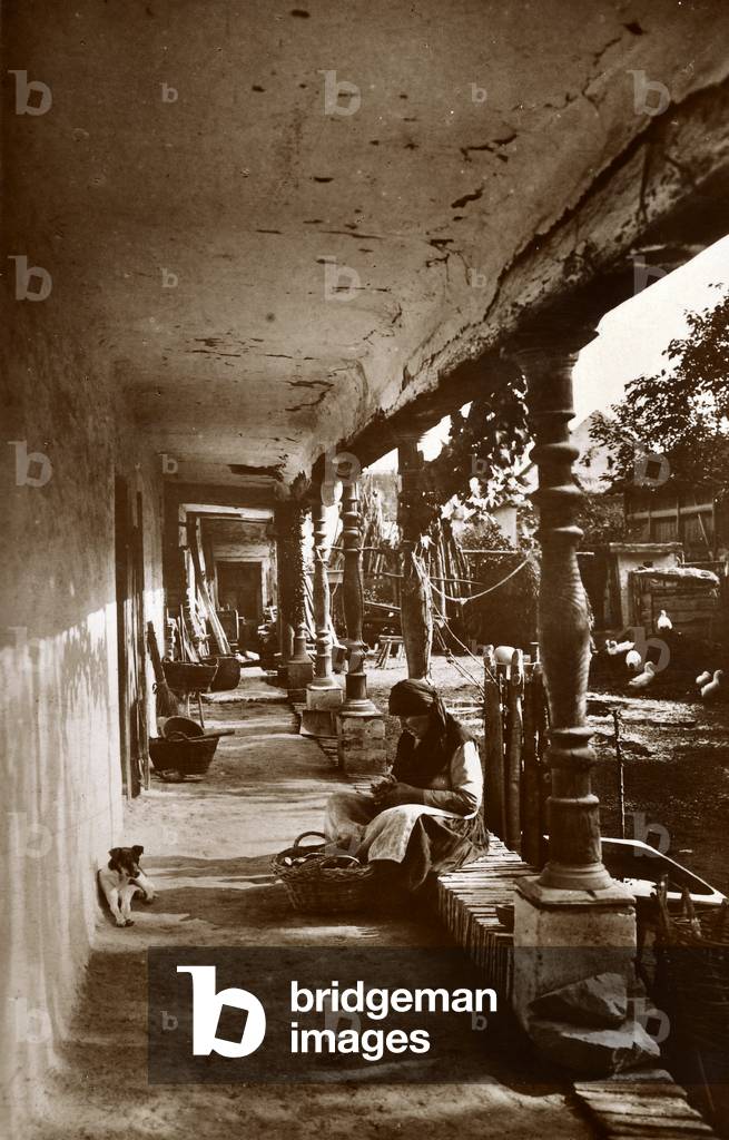Portico of a farmer's house, Hungary, 1900-1920 (print on double-weight paper)