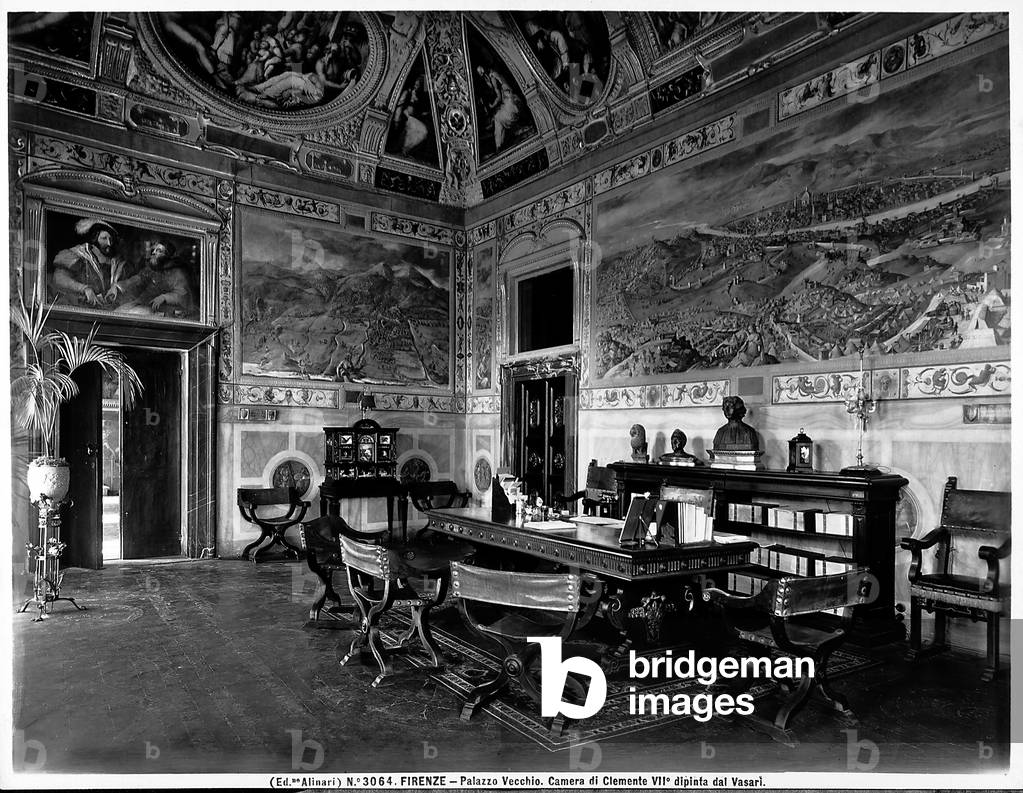 Hall of Clemente VII, Palazzo Vecchio, frescoed by Giorgio Vasari.