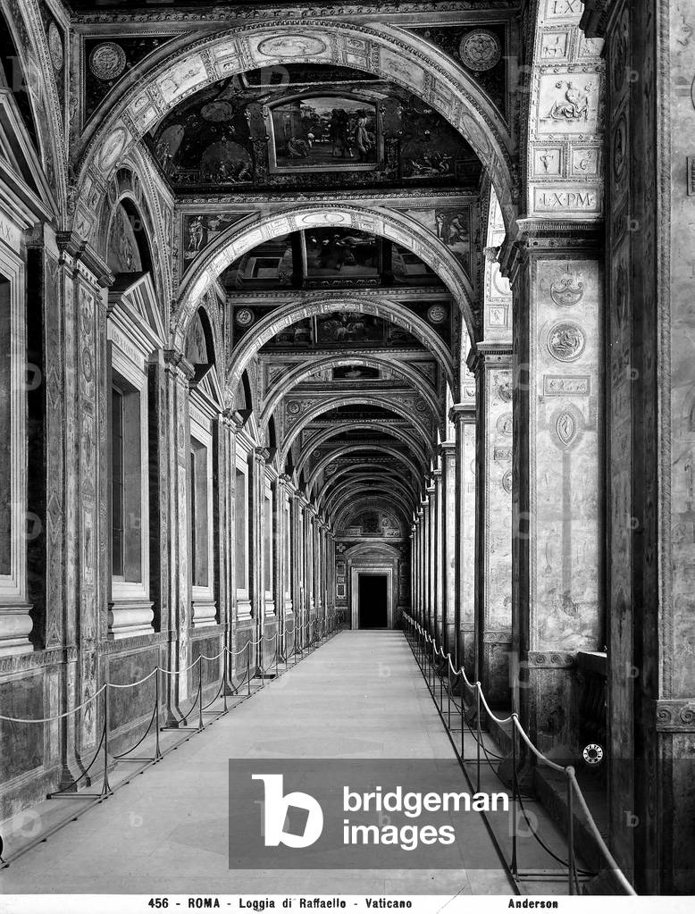 The Loggia of Raphael, Vatican Palace, Vatican City (b/w photo)