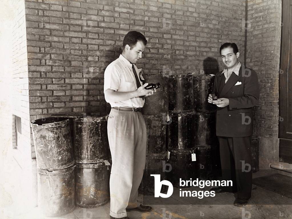 Sabotage material found in the German Embassy at Rome by Counter Intelligence Corps agents (b/w photo)